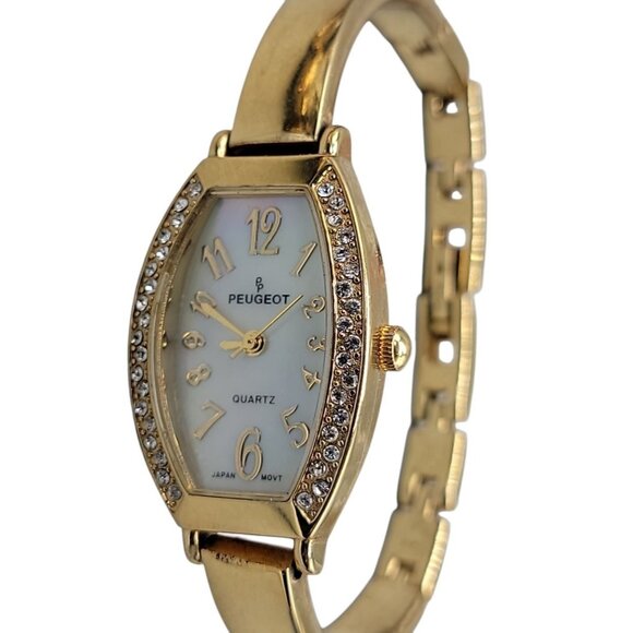 Peugeot Ladies Watch Quartz 21mm MOP Swarovski Crystal Dial 5.5" Gold Tone 7005 - Picture 10 of 12
